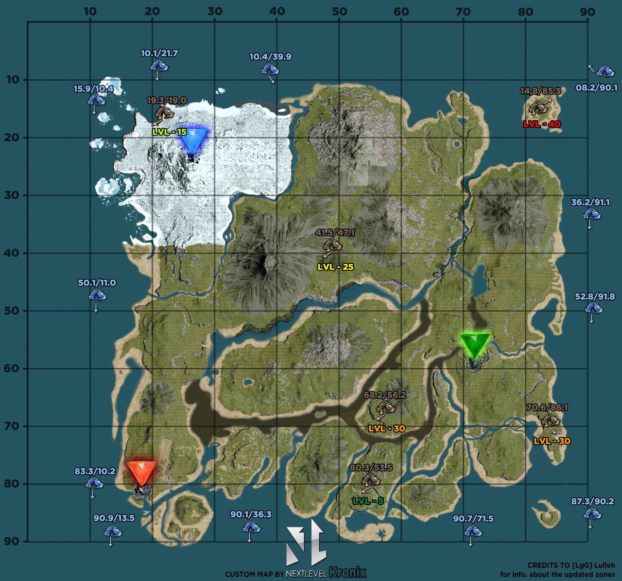 survival map with achievements on